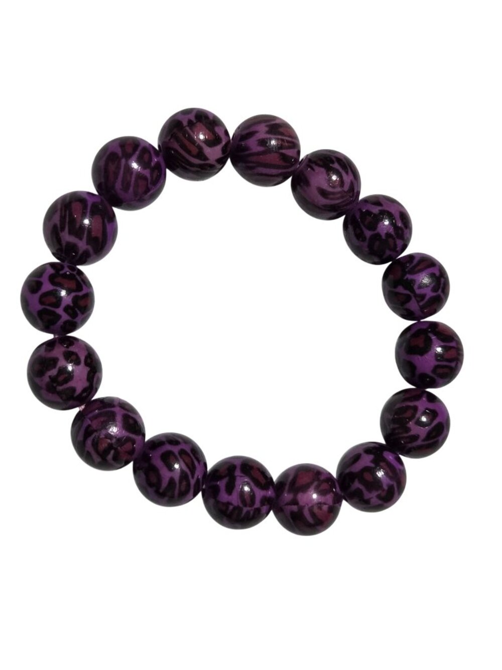 Boho Chic Purple Leopard Print Beaded Bracelet Stretch Fashion Jewelry Women